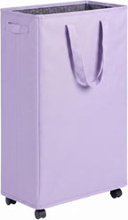 efluky Slim Laundry Hamper with Wheels, Rolling Laundry Basket for Clothes, Small Laundry Basket for Bedroom, Dorm and Laundry Room, 75L (19.8 Gallons) Purple by efluky
