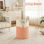 Laundry Basket,Woven Cotton Rope Laundry Hamper,60L for Decor Storage of Dirty Clothes,Toys and Blankets in Bathroom,Baby Room and Living Room - Image 2