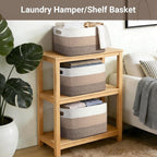 75L Laundry Basket Hamper,Gradient Brown/White, 22"x17"x12" - Image 5
