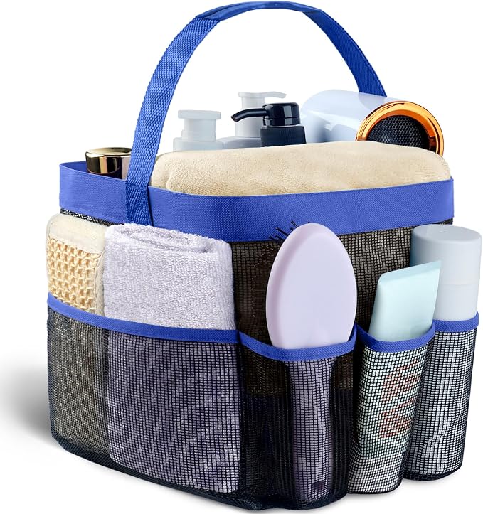 Mesh Shower Caddy Portable - 9 Pockets for College Dorm Room Essential by Attmu