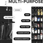 Simple Houseware 24 Pockets Clear Over the Door Shoe Organizer, Black | 64" x 19", 4 Durable Metal Hooks, 4.3" x 9.5" Pocket Size, Multipurpose - Image 5