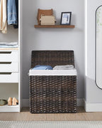 SONGMICS Laundry Hamper with Lid, 130L Double Wicker Basket, 6 Mesh Bags - Image 9