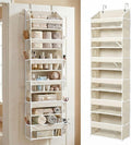 HOMELUX THEORY Over the Door Organizer, 6-Tier, 100D Fabric, Ivory 1pc | Over the door shoe organizer, 50 lbs capacity, 12 side mesh pockets, 100D extra thick fabric, Closet & entryway storage by HomeluxTheory