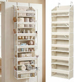 HOMELUX THEORY Over the Door Organizer, 6-Tier, 100D Fabric, Ivory 1pc | Over the door shoe organizer, 50 lbs capacity, 12 side mesh pockets, 100D extra thick fabric, Closet & entryway storage by HomeluxTheory
