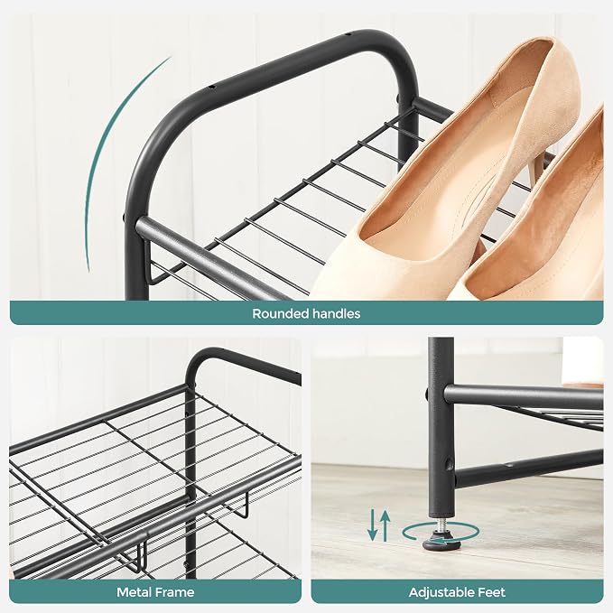 SONGMICS 2-Tier Stackable Metal Shoe Rack, Holds Up to 8 Pairs of Shoes | Shoe Organizer for Closet, Entryway, and Small Spaces, with Adjustable Slanted Shelves, Black, DAVIAN Collection ULMR065B01 - Image 6