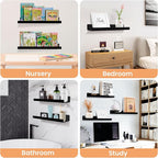 upsimples 4 Pcs 15" Acrylic Shelves for Wall Organize and Display, Black - Image 7