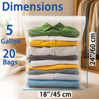 Extra Large 5 Gallon Zippered Plastic Bags for Storage- 18'' x 24'', Ideal for Clothes Clothing, Travel, Moving, 2-mil Thick Clear Plastic, 20 pack - Image 2