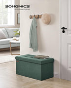 SONGMICS 30 Inches Folding Storage Ottoman Bench, Load 660 lb | Ottoman Foot Rest, Storage Chest, for Living Room, Entryway, Forest Green and Ink Black, MINOTA Collection ULSF047C01 - Image 2