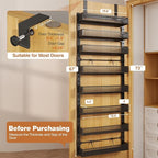 Pantry Door Organizers and Storage,8-Tier Large Wide Metal Heavy-Duty Frame Over the Door Spice Rack, 2 in 1 Wall-Mounted or Hanging shelf for Kitchen, Bathroom, Laundry Room, Bedroom, Closet &Nursery - Image 2