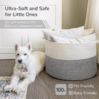 INDRESSME XXXLarge Woven Rope Blanket Basket Living Room Light Grey, 90L - Image 6