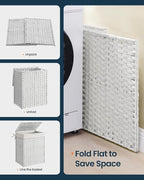SONGMICS HOME Laundry Hamper with Lid, Clothes Basket with Removable Liner and Handles, 23.8 Gallon, Foldable Narrow Laundry Organizer for Bathroom, Bedroom, White - Image 7