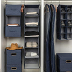Household Essentials Hanging Cotton Blend Closet Organizer with 6 Storage Shelves, Denim - Image 4