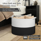 INDRESSME 115L Extra Large Woven Rope Blanket Basket Living Room WhiteBlack - Image 5