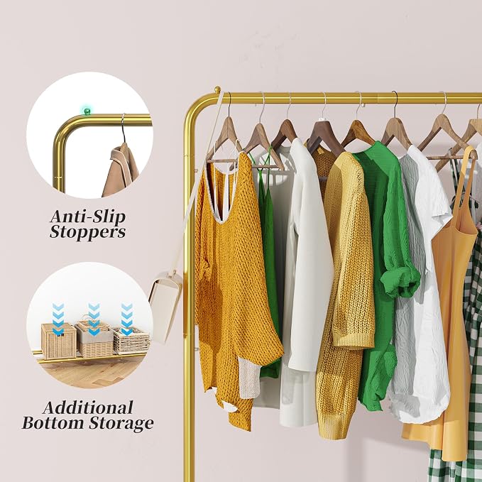Simple Trending Clothes Clothing Garment Rack, Clothes Organizer, Gold - Image 6