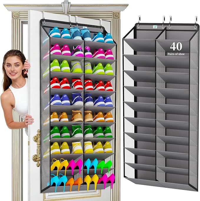 Shoe Rack for Door, Over Door Shoe Organizer for Closet by Zebricolo