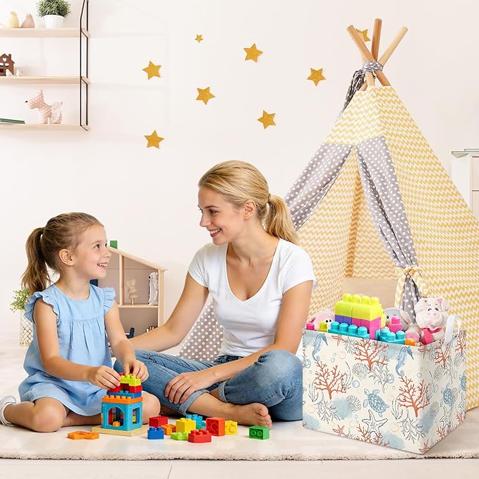 Collapsible Storage Basket Collapsible Fabric Laundry Basket with Handles - Image 2