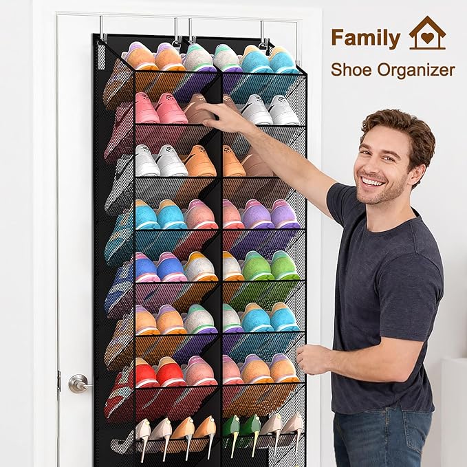 UVIAHOMI Over the Door Shoe Organizer for 20-30 Pairs, 10-Tier, Black - Image 2