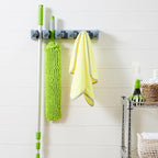 Amazon Basics Rectangular Heavy Duty Wall Mount Broom and Mop Holder, Sturdy Tool Organizer with Hooks and Slots for Garage, Garden, Laundry, Kitchen Organization, 2.36 x 16.9 x 3.35 in, Gray - Image 5