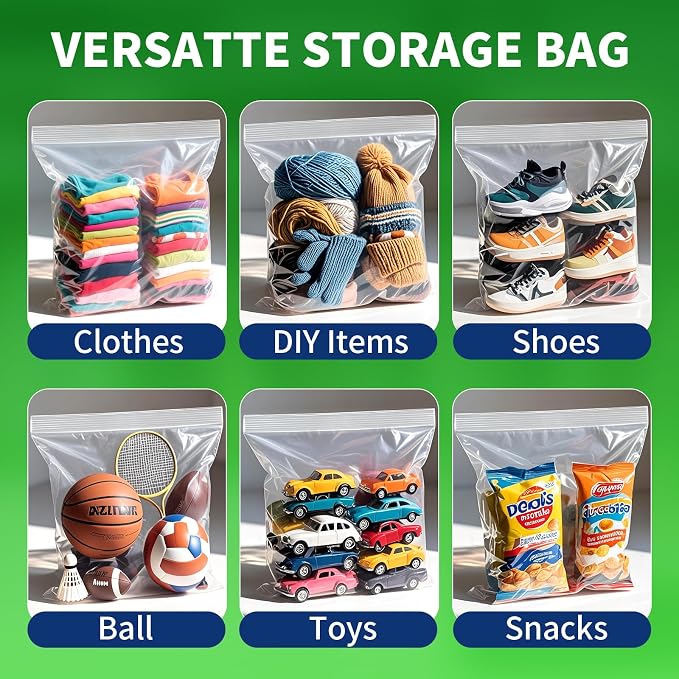 TUXIYA 80PACK 5 Gallon Large Zipper Bags for Storage 18" x 24" Storage Bags - Image 7