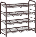 SONGMICS 4-Tier Stackable Metal Shoe Rack, Holds Up to 16 Pairs of Shoes | Shoe Organizer for Closet, Entryway, and Small Spaces, with Adjustable Slanted Shelves, Bronze, DAVIAN Collection ULMR067A01 by Unknown