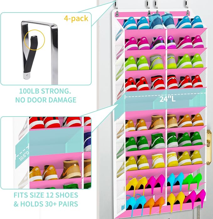 Shoe Rack for Door, Over Door Shoe Organizer for Closet - Image 4