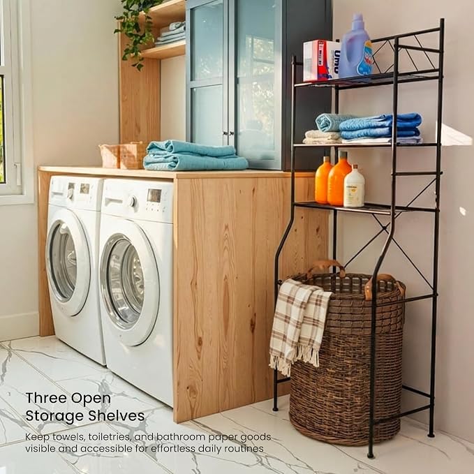 Home Zone Living Over-the-Toilet Bathroom Storage Cabinet Organizer - Image 5