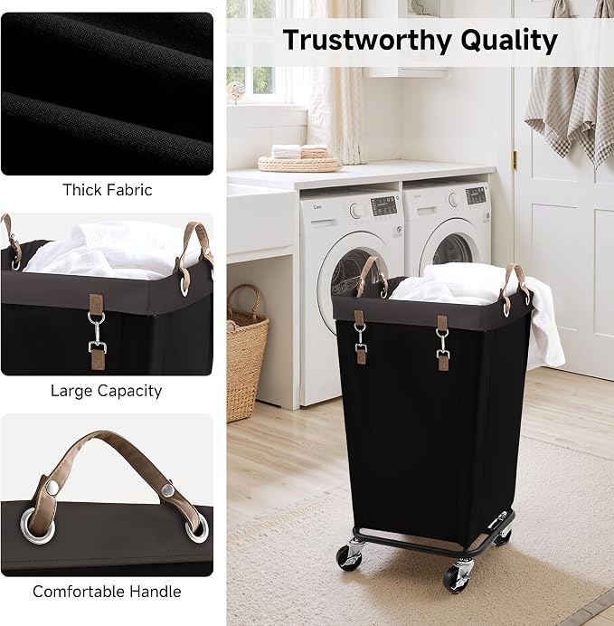 StorageWorks 110L Laundry Basket with Wheels, Rolling Hampers for Clothing - Image 5