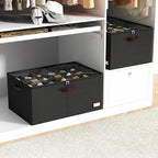 OIAHOMY 2 Pack Shoe Organizer for Closet, Large Foldable Shoe Storage Bins with Dividers and Reinforced Handles, Each Clear Cover Sneaker Box Fits Up to 24 Pairs for Entryway and Bedroom, Black - Image 8