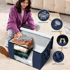 Fab totes 90L Clothes Storage, Foldable Thick Fabric Blanket Storage Bags | Foldable Containers with Zippers,Window and Handles for Organizing Bedroom, Closet, Comforter, Bedding,Dorm essentials - Image 4