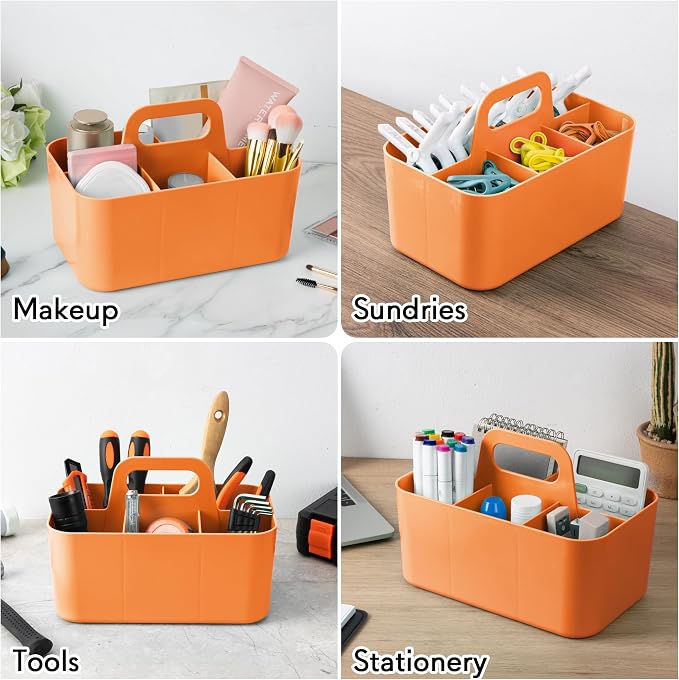 Tiawudi Multipurpose Caddy Organizer, Plastic Caddy with Handle, Stackable Desk Organizer for Stationery, Marker and Pencil, Office Supplies Organizer, Dorm Caddy - Image 5