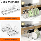 MUDEELA Expandable Pot Pan Lid Organizers inside Cabinet, 10 Divider-Silver - Image 5