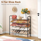 Hoctieon 5 Tier Mesh Style Shoe Rack, Entryway Shoe Shelf, Shoe Storage Organizer, Shoe Rack for Closet, Space Save for Bathroom, Garage, Hallway, Bedroom, Living Room, Black - Image 4