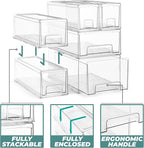 Sorbus Clear Stackable Storage Drawers with Pull-Out Bins (Small, 2 Pack) - Image 4