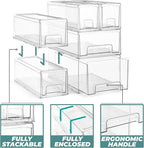 Sorbus Clear Stackable Storage Drawers with Handles (1 Medium + 2 Small) - Image 4