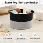 Foldable Laundry Hamper Basket with Collapsible Handle Cotton Rope Soft Woven Fabric Storage Organizer Clothes Toys Nursery Bedroom Dorm Space Saving Bin (Black & Grey, 65L(19.7"D x 12.6"H)) - Image 4