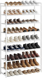 Nunsino Shoe Rack for Closet, Metal Shoe Organizer, 8 Tier Garage Shoe Rack Max Holds 40 Pairs,Shoe Storage Shelf,Entryway, White by Nunsino