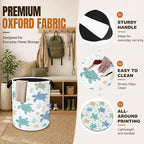 Foldable Laundry Basket with Handles,Watercolor Starfish Oxford Clothes Hamper featuring Cute Sea Turtle, Decorative Portable Storage Basket for Bedroom Bathroom Dorm Laundry Room 20.8x16 Inch - Image 3