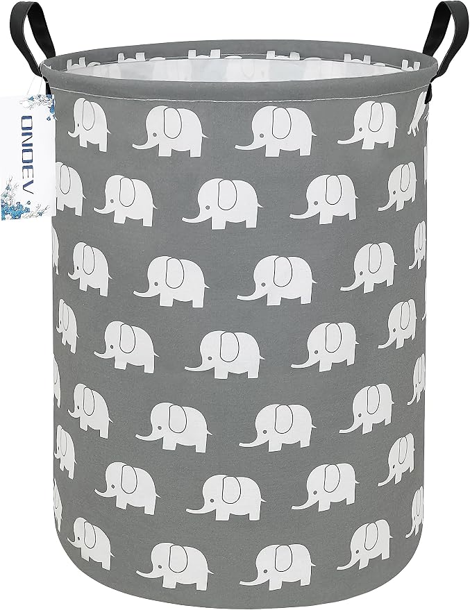 Round Elephant Laundry Hamper Waterproof Fabric Home Storage by ONOEV