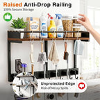 Broom Holder Wall Mount, Broom and Mop Organizer Wall Hanging with Vacuum Stand and & Hooks, Heavy Duty Laundry Organization & Storage, Utility Racks with Wood Shelf & Guard (S) - Image 2
