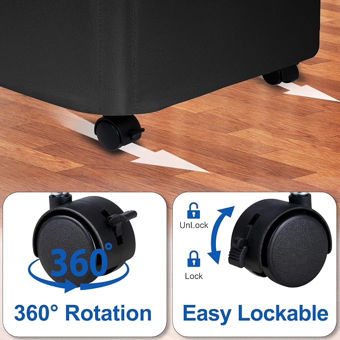 Slim Laundry Hamper with Wheels,25 Gal (95L) Rolling Laundry Basket with lid and wheels Clothes Hamper Foldable Tall Dirty Clothes Basket Sturdy Collapsible Clothes Hamper for Dorm,Laundry Room - Image 4
