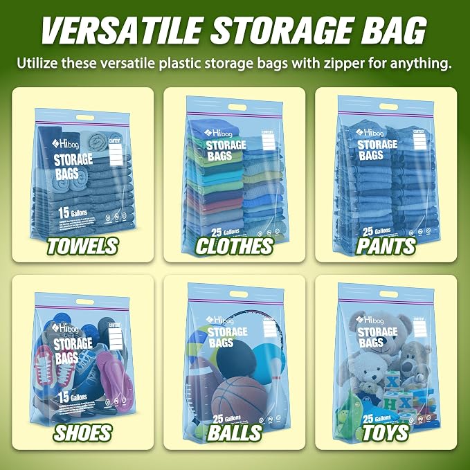 25 Gallon Extra Large Storage Bags, Jumbo Zipper Bags - Image 5
