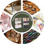 2 PACK Small Acrylic Straw Holder for Cabinet Doors，Straw Organizer Storage with Most Sizes，Multi-Function Kitchen Accessories Container with Adhesive Round Pads(BLACK AND WHITE) - Image 7