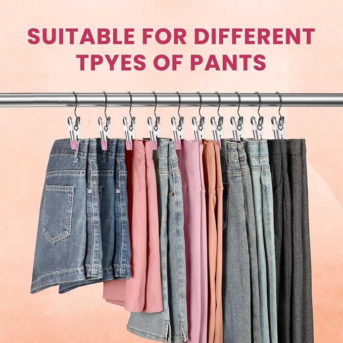 50 Pack Pants Hangers with Clips,Legging & Jean Hangers for Closet Hanging | Space Saving Clip Hangers for Yoga Pants, Jeans, Shorts, Skirts and Hats,Closet Organizers and Storage, Pink - Image 6