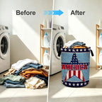 Vintage American Star Laundry Basket Foldable Oxford Laundry Hamper With Handle For Room Bathroom Bedroom - Image 6