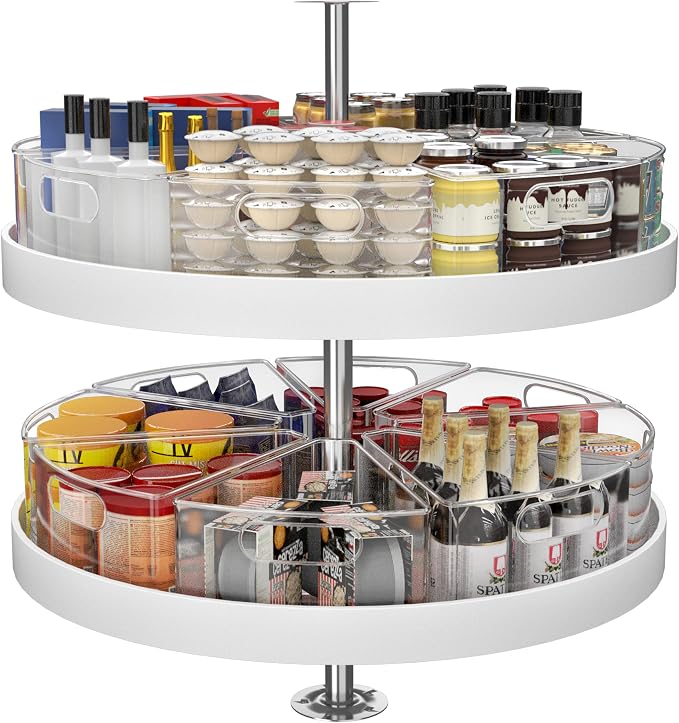 JOWBOOW Lazy Susan Organizer Bins for 28"-29" Diameter Corner Cabinet Lazy Susan, 8 Pack, Clear Plastic Cabinet and Pantry Storage Bin, 1/8 Wedge-Food Safe, BPA Free - Image 7