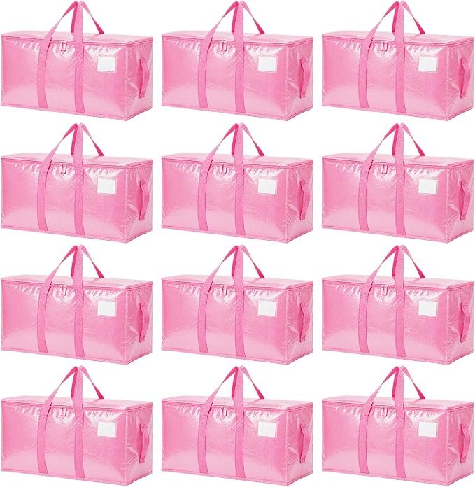 Songrey Extra Large Heavy Duty Moving Bags, 12 Pack, Pink by Unknown