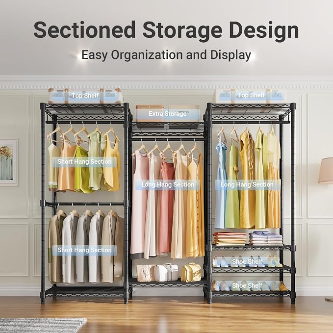 VIPEK V5 Heavy Duty Clothes Rack, Freestanding Modular Closet System, Black - Image 9