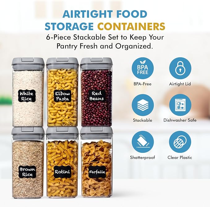 Shazo 6 PC 1.2L Airtight Food Storage Containers with Lids BPA Free Plastic - Image 7