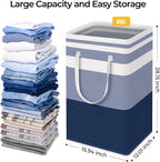 HomeHacks 2 Pack Large Laundry Baskets, Laundry Hampers Bags (Blue 88Lx2) | Waterproof, Freestanding, Collapsible Clothes Hamper with Reinforced Handles in Laundry Room, Dorm, Bathroom, Bedroom - Image 4