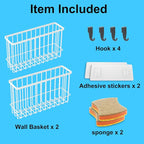 Cabinet Door Organizer 2Pcs, Foil and Plastic Wrap Organizer with 2 Sponges, Cabinet Door Storage with 2 Caddy Adhesive, for Aluminum Foil, Plastic Wrap, Wool Dryer Balls, White,(Medium, Large) - Image 4